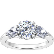 NEW Bella Vaughan Pear Three Stone Engagement Ring in Platinum (5/8 ct. tw.)